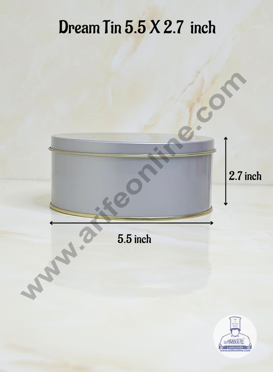 Dream Cake Tin Torte cake Cookie Cake Tin - Silver Color - 5.5 x 2.5 Inch (MOQ 54 PCS 1 CRTN) (FE)