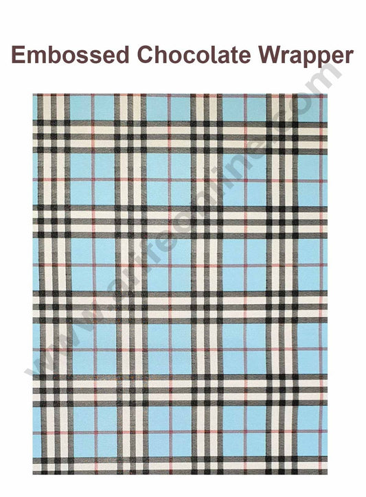 Cake Decor Chocolate Wrappering Foil, Embossed Chocolate Wrapper, 200 Sheets - 10in x 7in - Blue White Checks