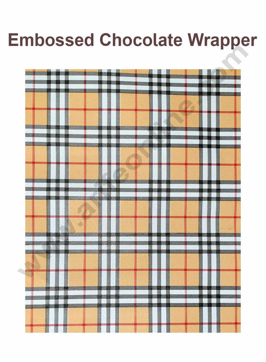 Cake Decor Chocolate Wrappering Foil, Embossed Chocolate Wrapper, 200 Sheets - 10in x 7in - Light Orange White Checks