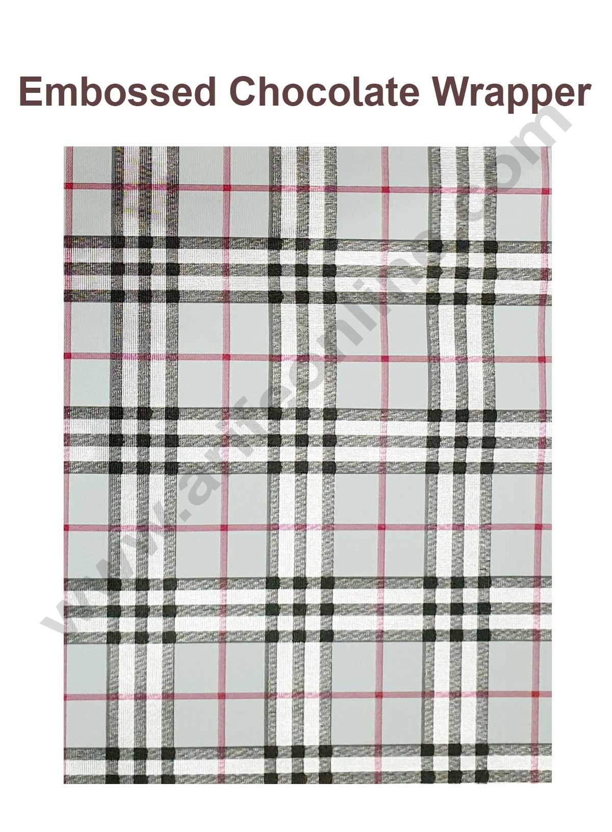 Cake Decor Chocolate Wrappering Foil, Embossed Chocolate Wrapper, 200 Sheets - 10in x 7in - Silver White Checks