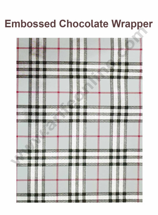 Cake Decor Chocolate Wrappering Foil, Embossed Chocolate Wrapper, 200 Sheets - 10in x 7in - Silver White Checks