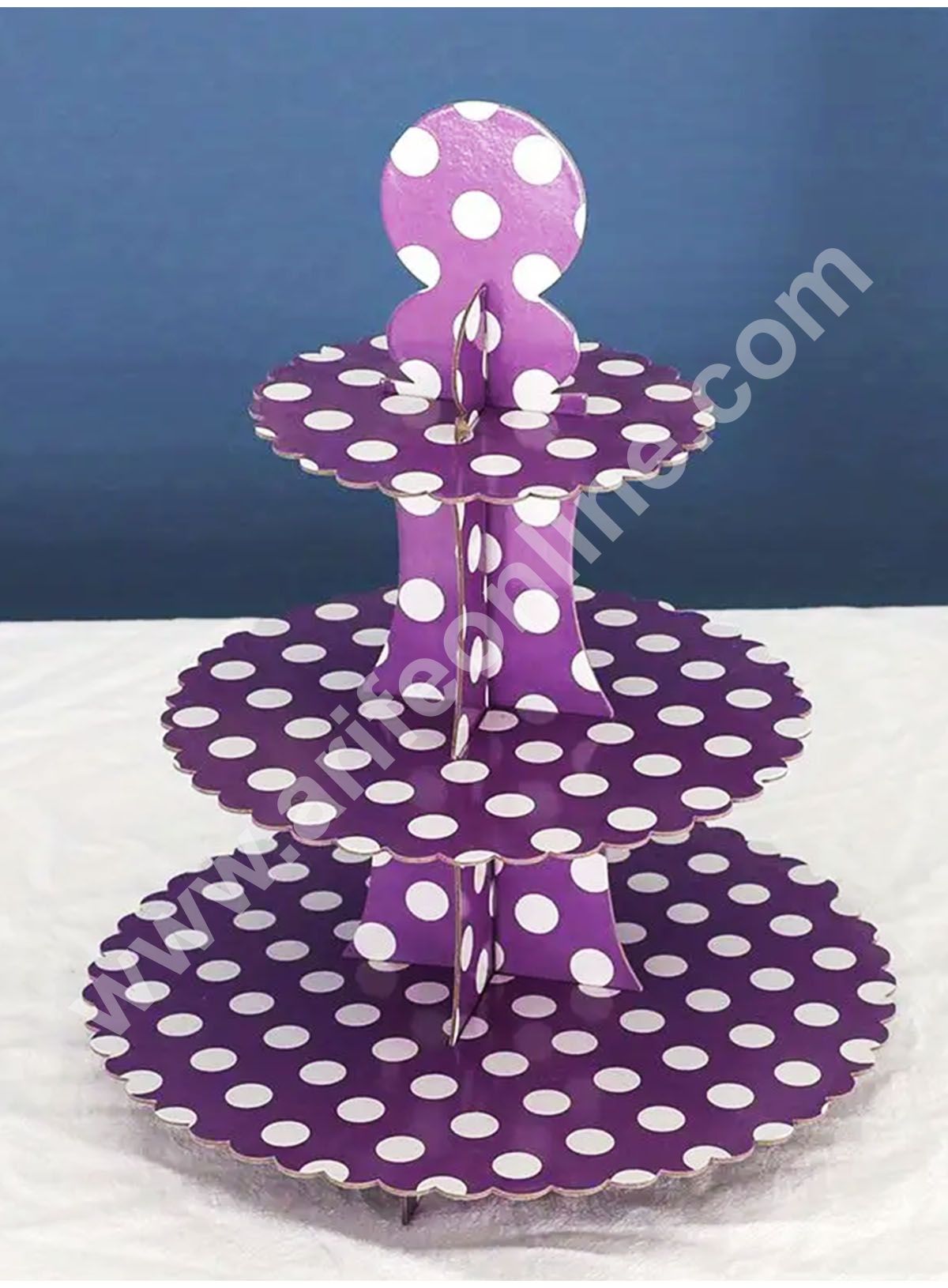 Cake Decor™ 3 Tier Large Polka Dots Printed Round Cardboard Cupcake Stand
