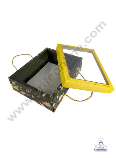 Emerald Blossom Design Hamper Box With Rope Handle - (1 Pc Pack) - (MOQ 50 PCS)