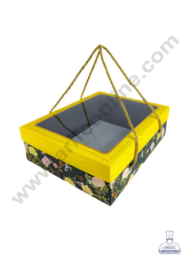 Emerald Blossom Design Hamper Box With Rope Handle - (1 Pc Pack) - (MOQ 50 PCS)