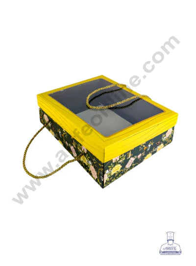 Emerald Blossom Design Hamper Box With Rope Handle - (1 Pc Pack) - (MOQ 50 PCS)