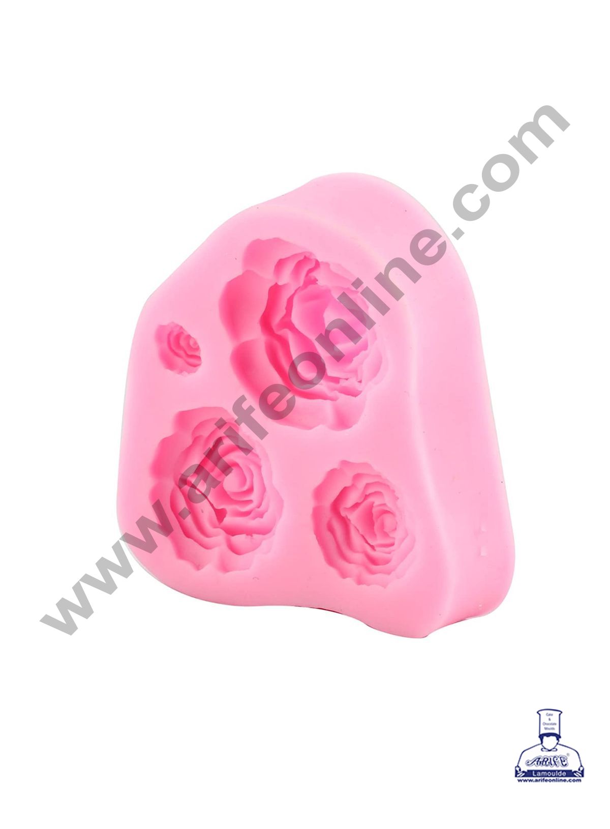 Cake Decor Silicone 3 Cavity Rose Shape Fondant Marzipan Mould