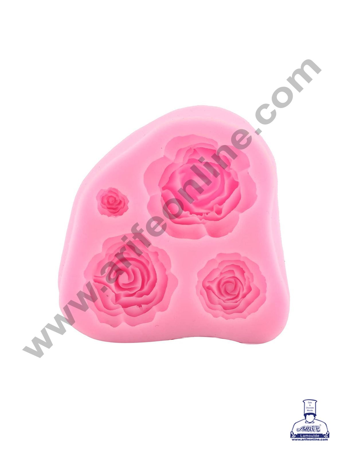Cake Decor Silicone 3 Cavity Rose Shape Fondant Marzipan Mould