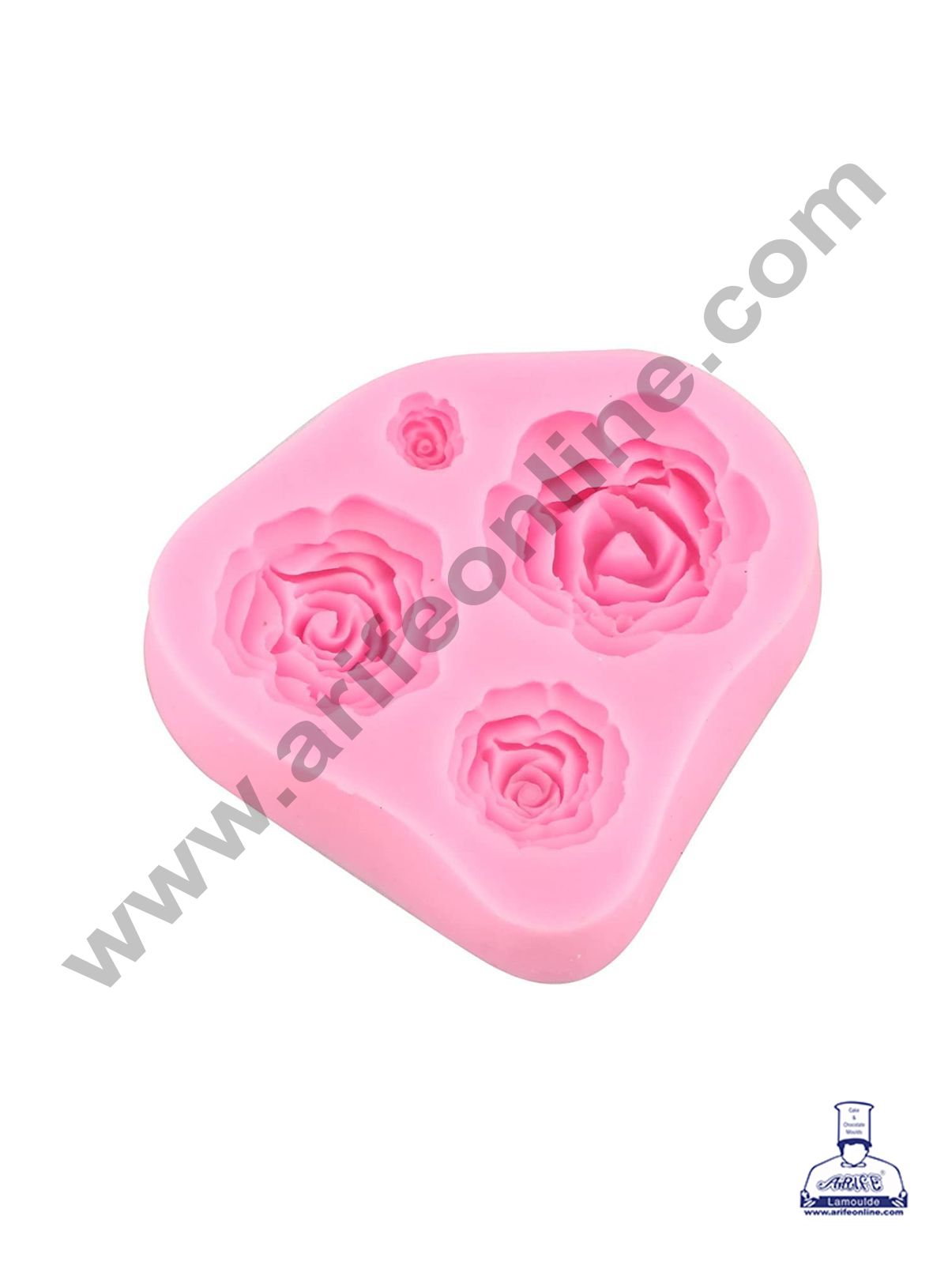 Cake Decor Silicone 3 Cavity Rose Shape Fondant Marzipan Mould