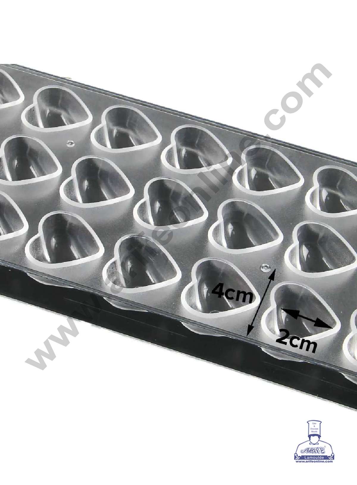 21 Cavity Heart Shaped Polycarbonate Chocolate Mold - ( FD-3417 ) (MOQ 12 PCS)  (AME)