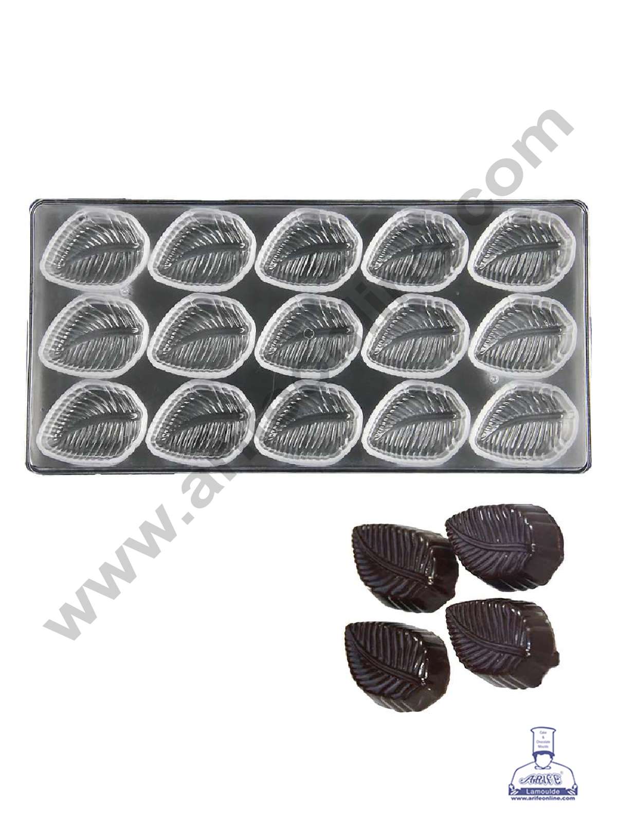 15 Cavity Leaf Shaped Polycarbonate Chocolate Mold - ( FD 3419 ) (MOQ 12 PCS) (AME)