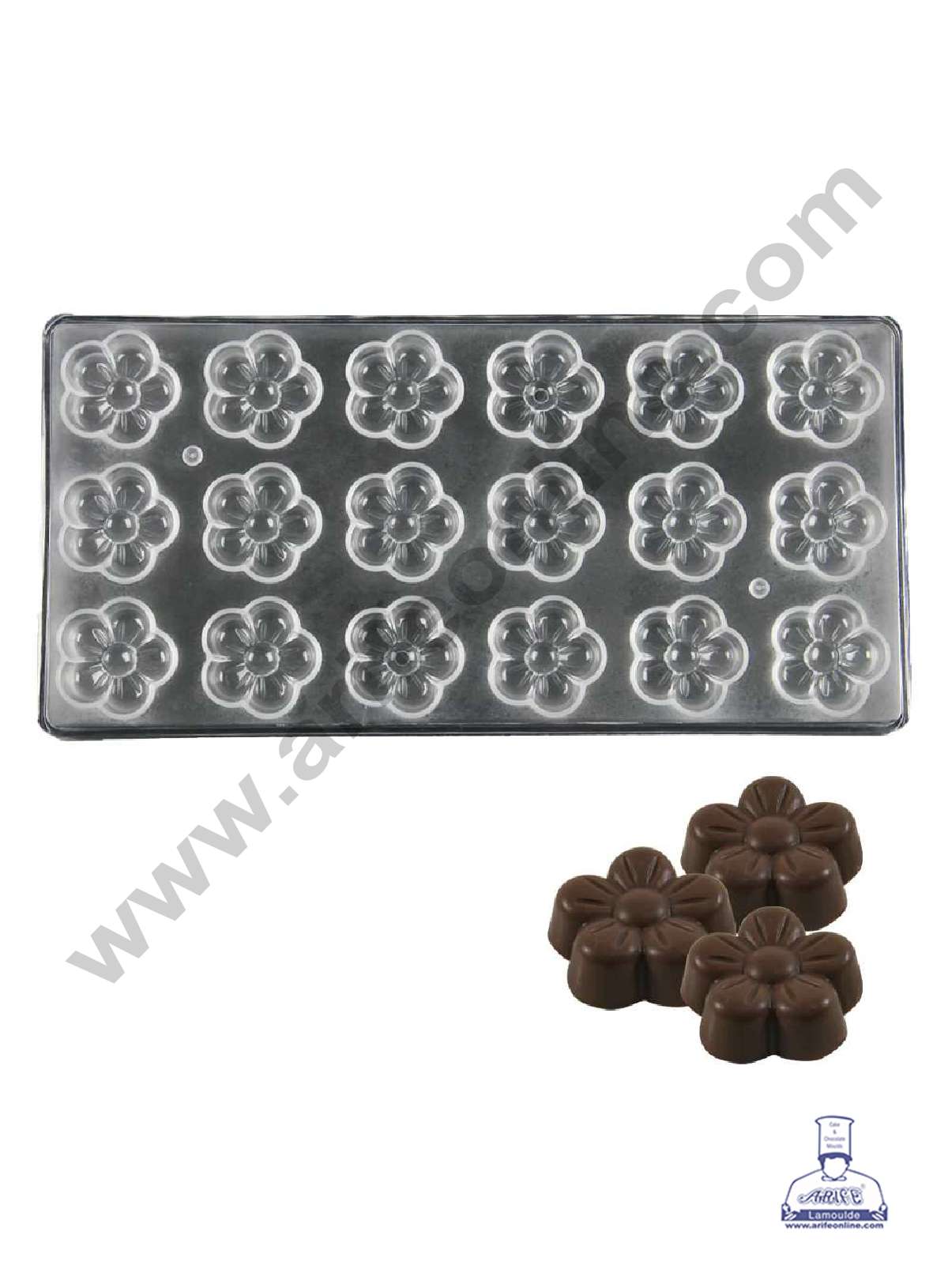 18 Cavity Flower Shaped Polycarbonate Chocolate Mold - ( FD-3422 ) (MOQ 12 PCS) (AME)