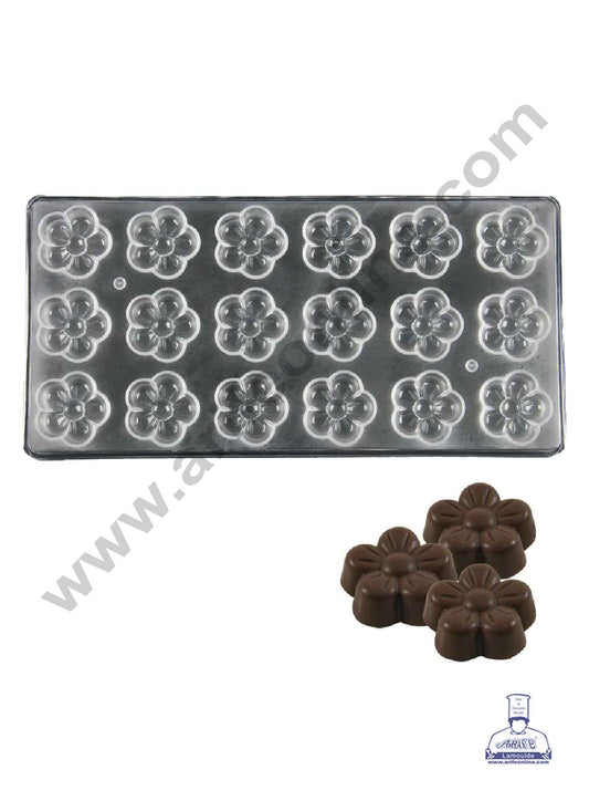 18 Cavity Flower Shaped Polycarbonate Chocolate Mold - ( FD-3422 ) (MOQ 12 PCS) (AME)