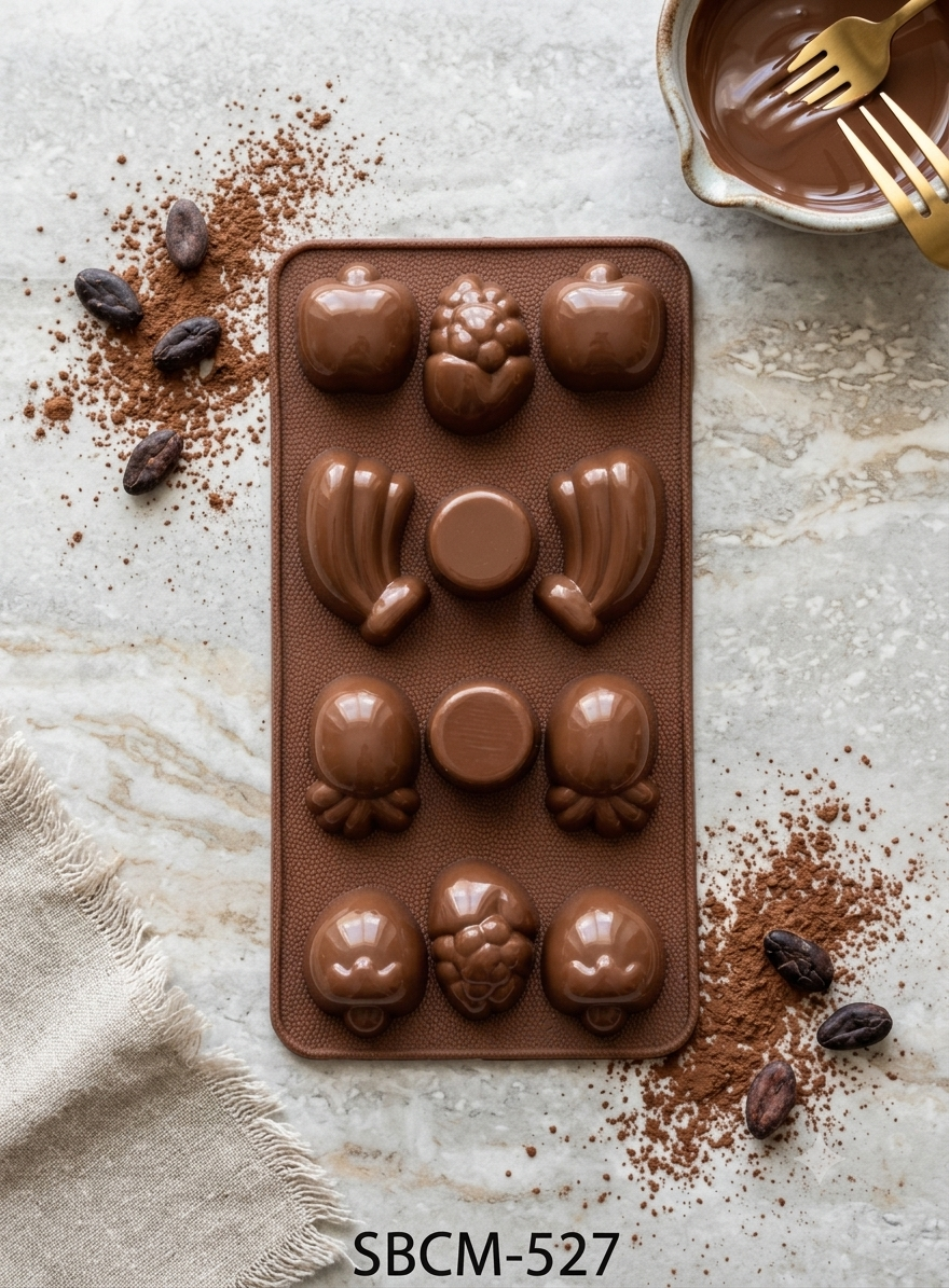 12 Cavity Mix Fruits Shape Silicone Chocolate Mould  (MOQ 12 PCS) (ID)