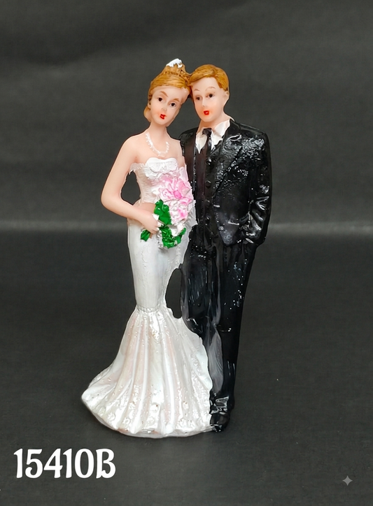 1 Pcs Wedding Couple Ceramic Figure Cake Topper Decorations (SBCT-15410B-J) (MOQ 12 PCS) (LD)