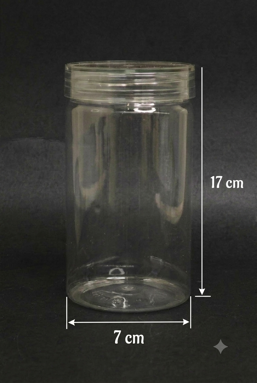 1 Piece Tall Plastic Transparent Cookies Jar With Clear Cap  - 750 ml  (MOQ 100 PCS) (ID)