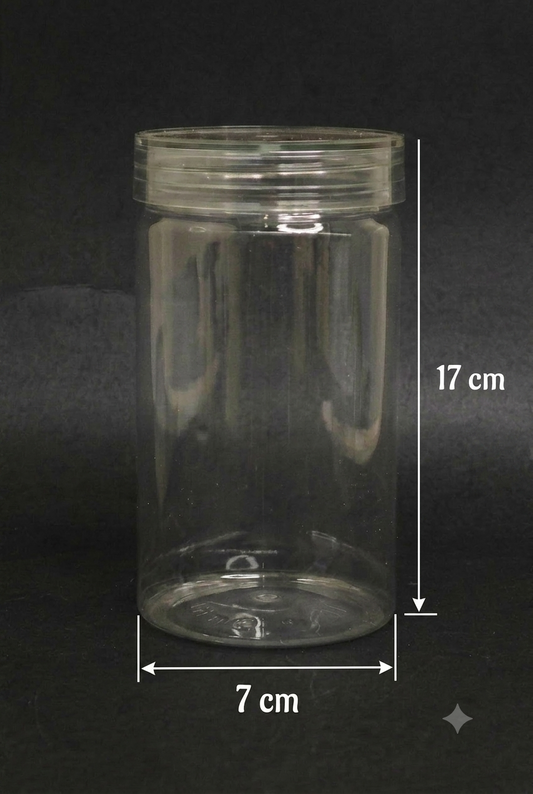 1 Piece Tall Plastic Transparent Cookies Jar With Clear Cap  - 750 ml  (MOQ 100 PCS) (ID)