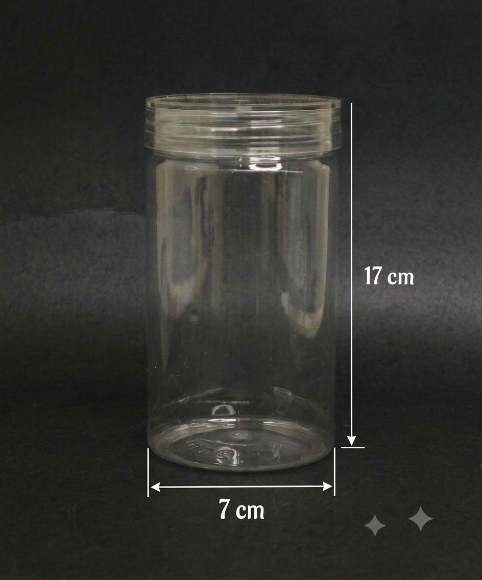 1 Piece Tall Plastic Transparent Cookies Jar With Clear Cap  - 750 ml  (MOQ 100 PCS) (ID)