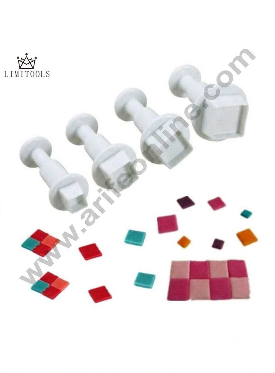 4pcs Square Shape Plunger Cutters Fondant Tool    C-26-4  (MOQ 12 PCS) (FD)