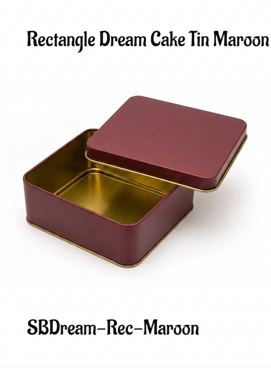 Rectangle Cookie Dream Tin Matte Finish - Maroon | 12x10x4.5cm (SBDream-Rec-Maroon) - (MOQ 100 PCS) (FO)