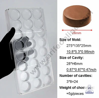 24 Cavity 6g/pieces Professional Oblate Shape for Candy Bonbons Polycarbonate Chocolate Mold │SB-2123│ (MOQ 12 PCS) (RRD)