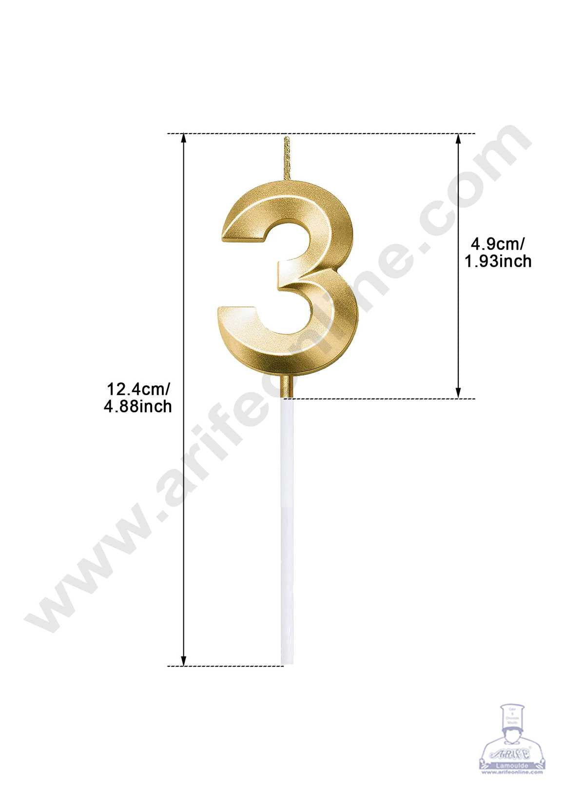 3D Birthday 3 Number Candle for Cake and Cupcake Decoration(1pc Pack) (MOQ 12 PCK) (M.5)
