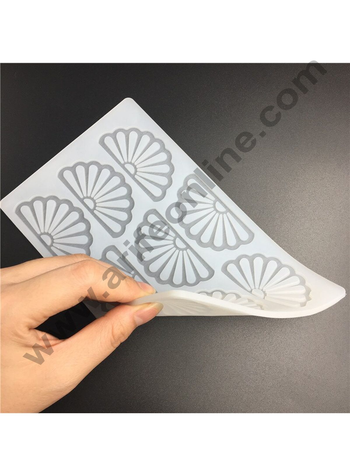 Cake Decor Silicon 9 in 1 Fan Shape Chocolate Garnishing Mould Cake Insert Decoration Mould