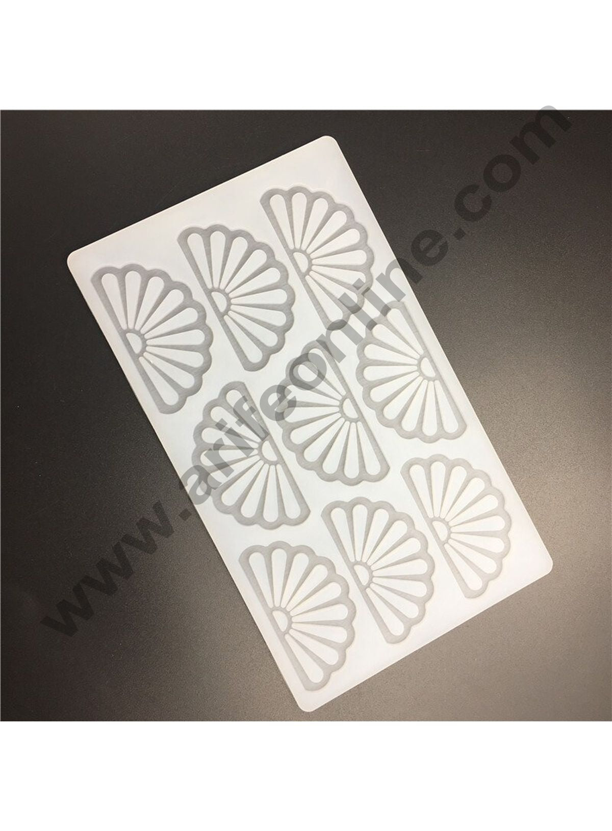 Cake Decor Silicon 9 in 1 Fan Shape Chocolate Garnishing Mould Cake Insert Decoration Mould
