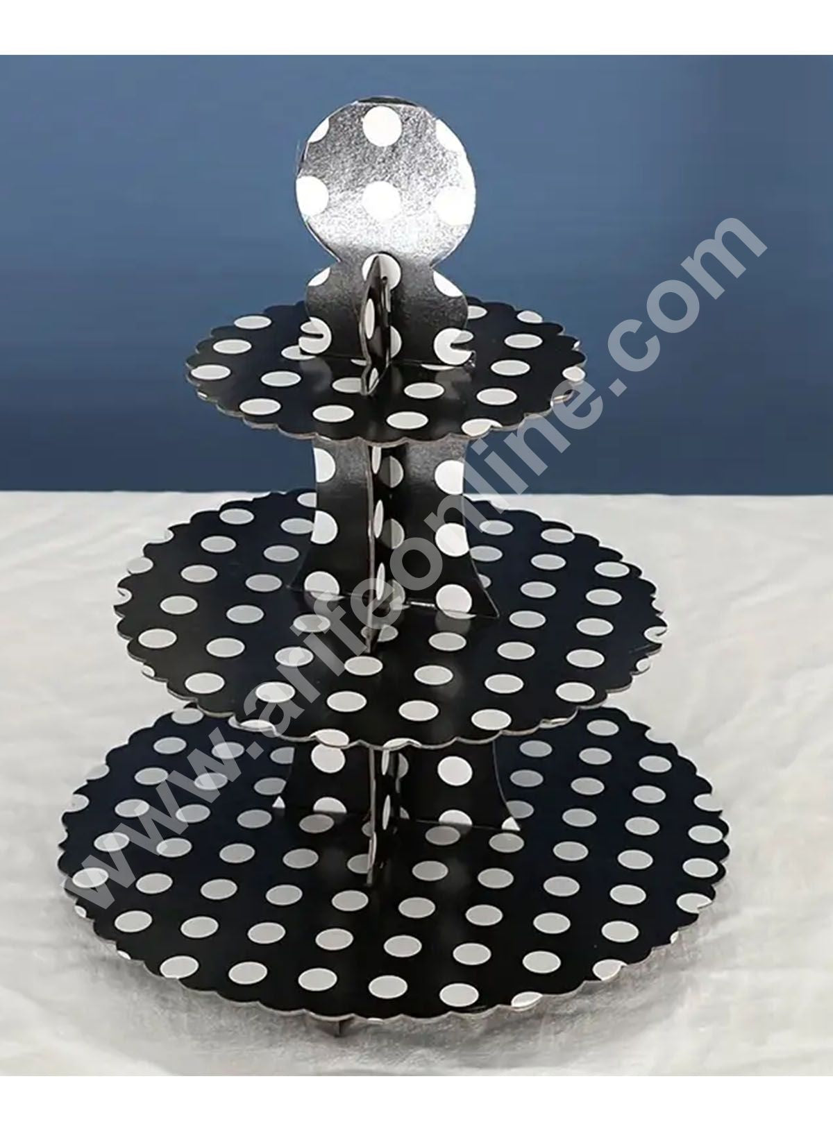 Cake Decor™ 3 Tier Large Polka Dots Printed Round Cardboard Cupcake Stand