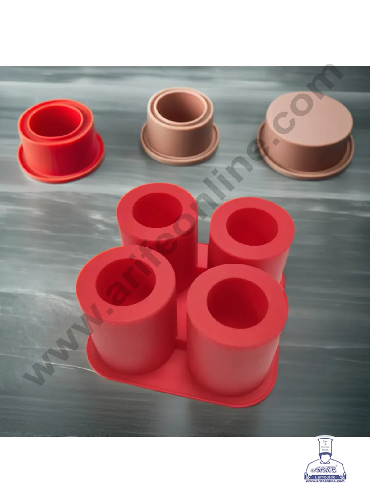4 Cavity Cylinder Shape Ice Mould Silicone Ice Cube Maker (MOQ 12 PCS) (AAD)