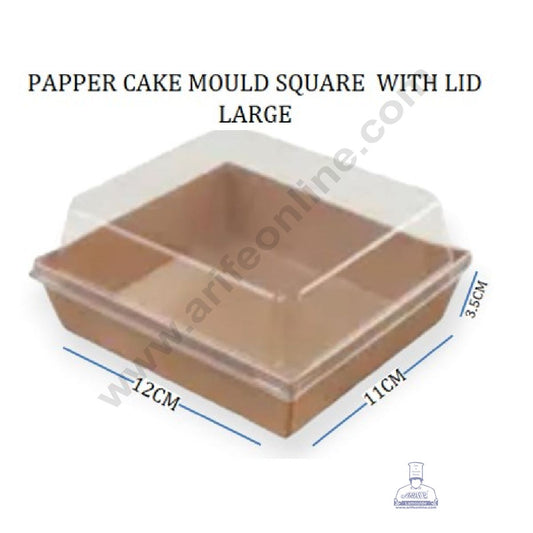Square Shape Paper Moulds With Lid - Karft - Large (MOQ 100 PCS)