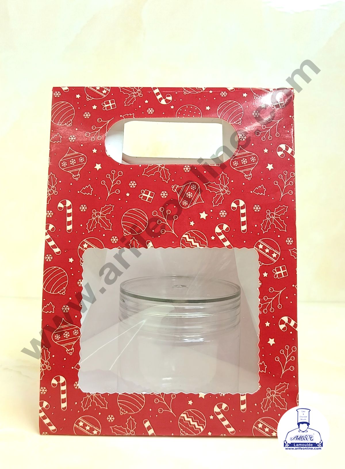 1 Mason Jar Paper Carry Bags Christmas Theme - RED - Small (10 Pcs)