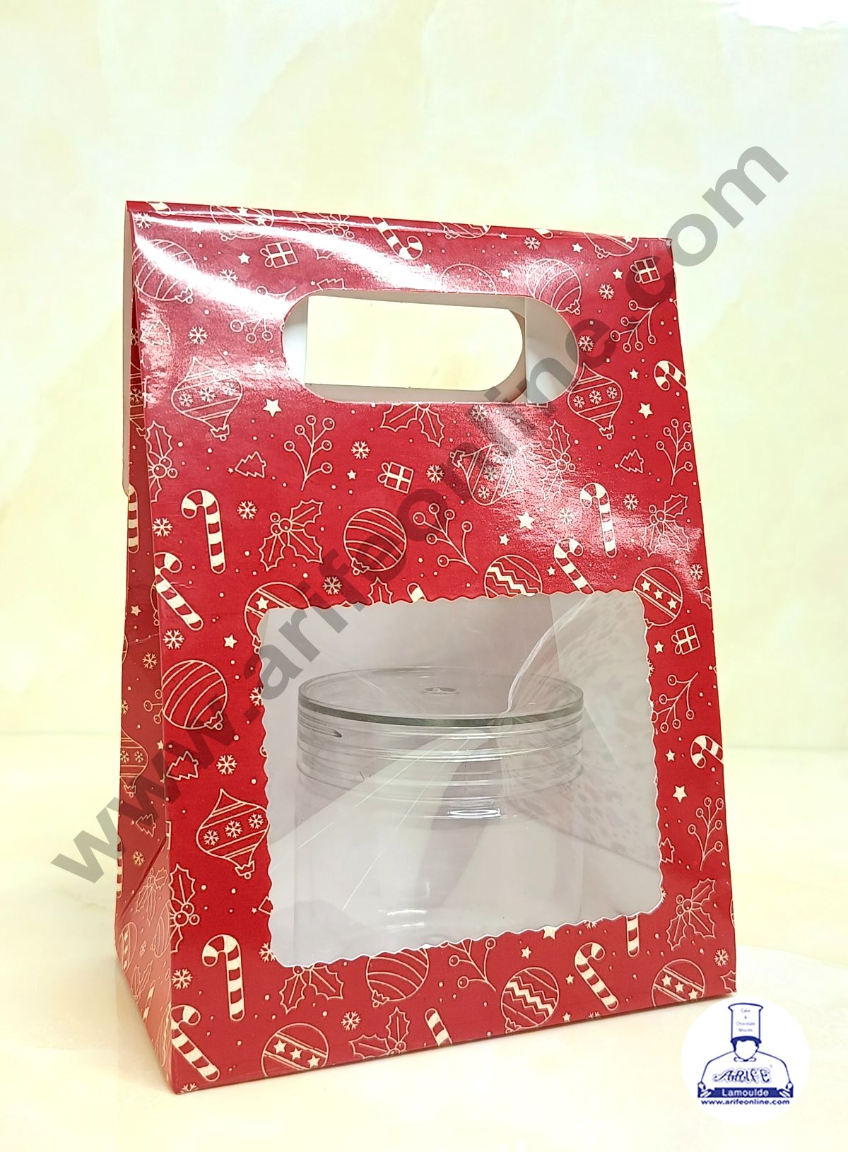 1 Mason Jar Paper Carry Bags Christmas Theme - RED - Small (10 Pcs)
