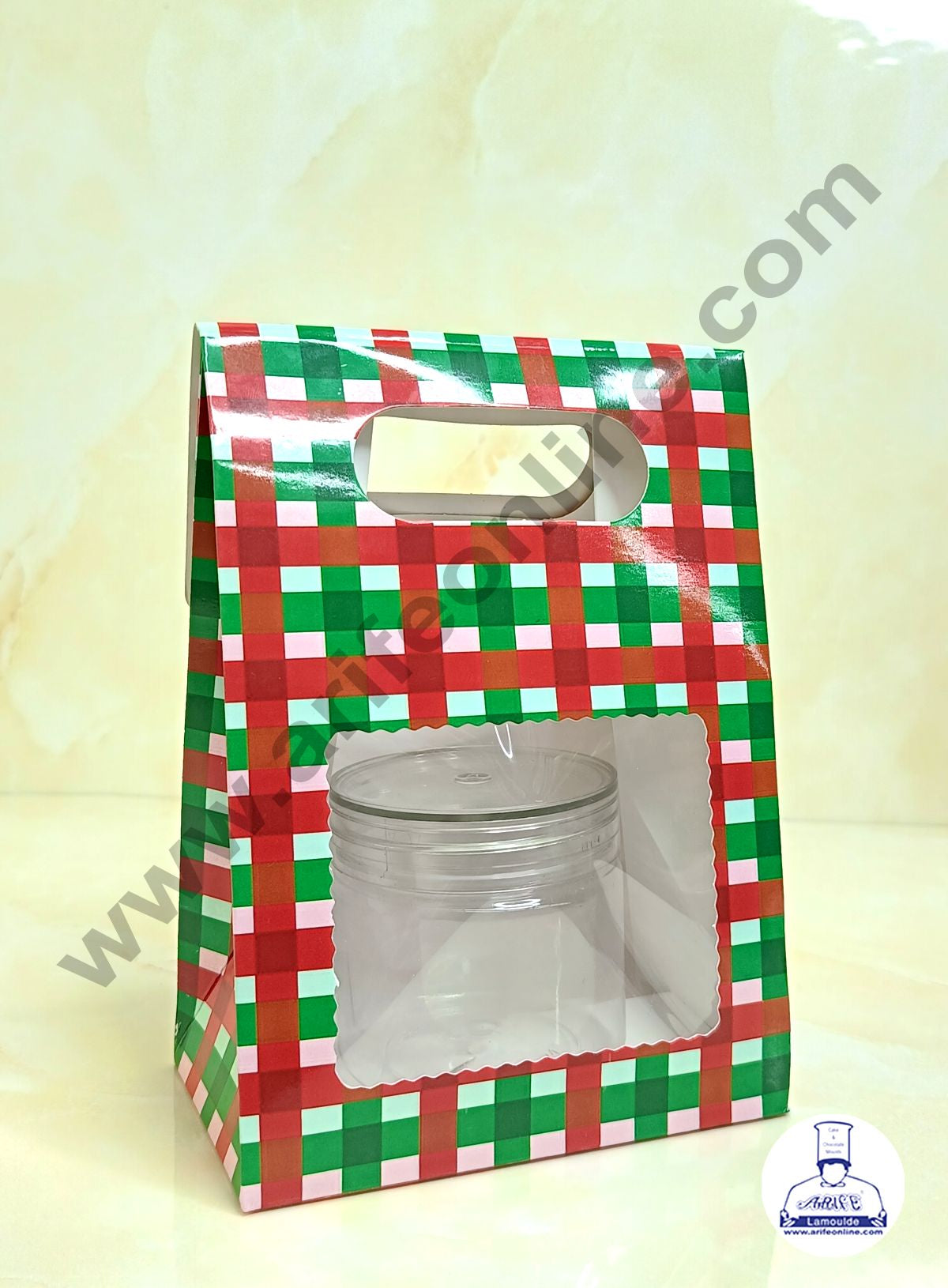 1 Mason Jar Paper Carry Bags Christmas Theme - RED & Green - Small (10 Pcs)  (MOQ 12 PACK)