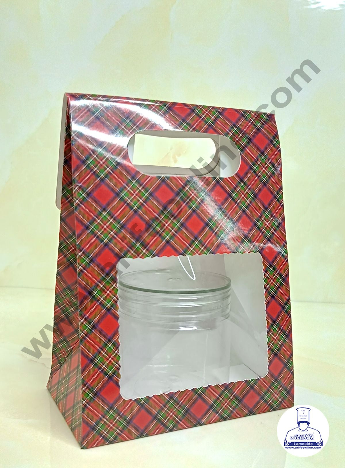 1 Mason Jar Paper Carry Bags Christmas Theme - RED & Blue - Small (10 Pcs) (MOQ 12 PACK)