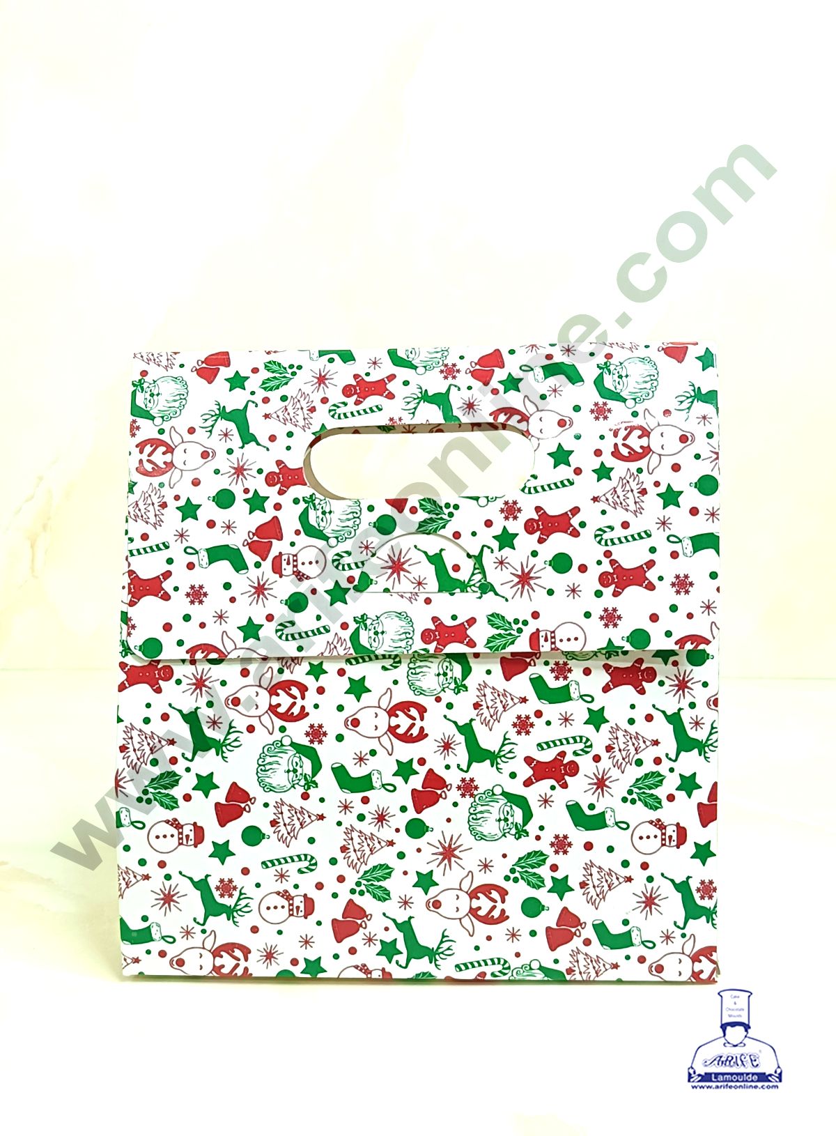 2 Mason Jar Paper Carry Bags Christmas Theme White - Medium (10 Pcs)  (MOQ 12 PACK)