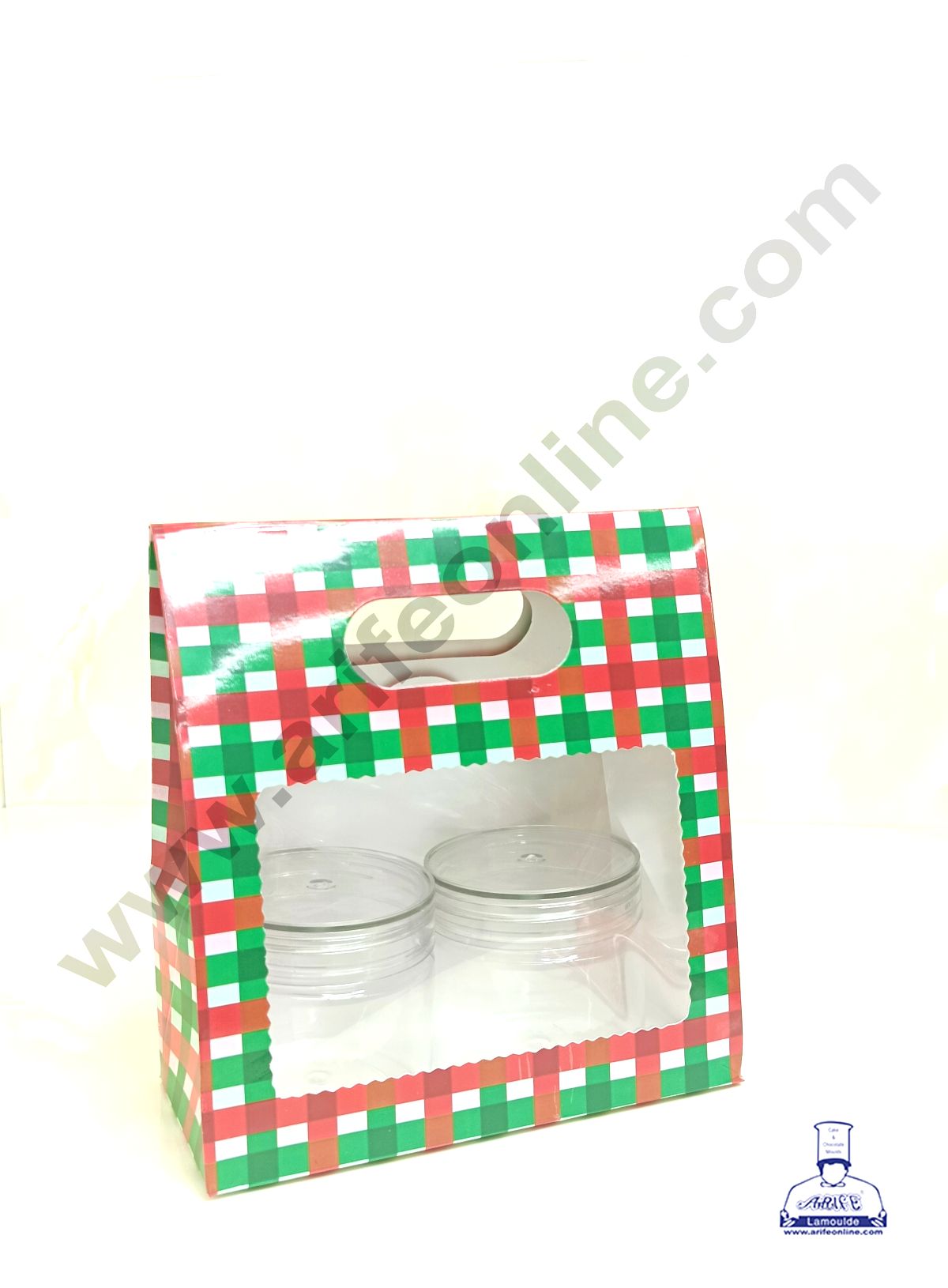 2 Mason Jar Paper Carry Bags Christmas Theme Red & Green  - Medium (10 Pcs)