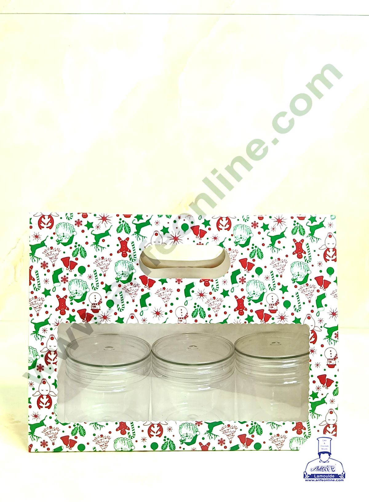 3 Mason Jar Paper Carry Bags Christmas Theme White - Large (10 Pcs) (MOQ 12 PACK)