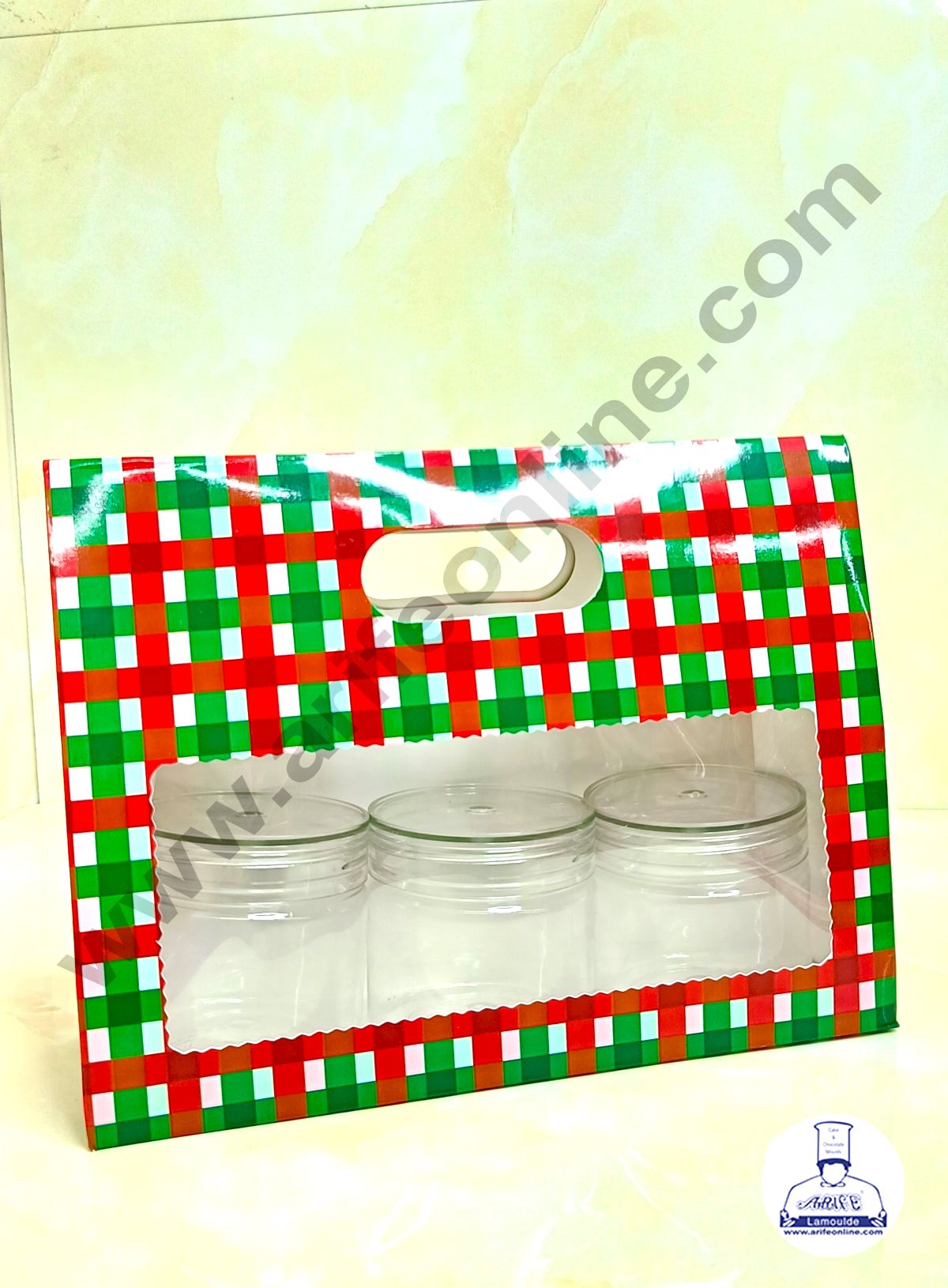 3 Mason Jar Paper Carry Bags Christmas Theme Red & Green - Large (10 Pcs) (MOQ 12 PACK)