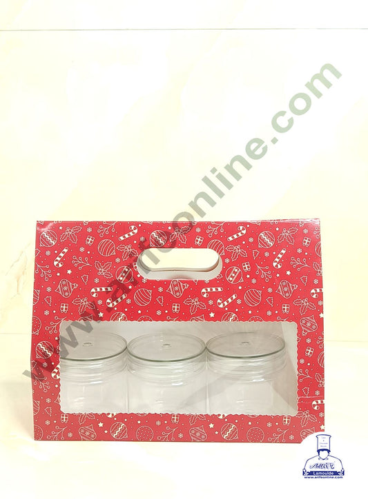 3 Mason Jar Paper Carry Bags Christmas Theme Red  - Large (10 Pcs)  (MOQ 12 PACK)