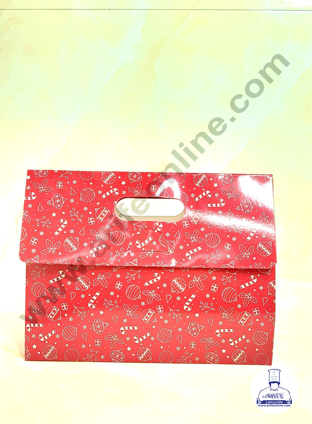 3 Mason Jar Paper Carry Bags Christmas Theme Red  - Large (10 Pcs)  (MOQ 12 PACK)