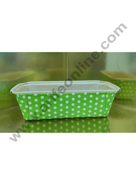 Novacart Bake &amp; Serve Paper Baking Mould By Cake Decor - Brown Coat Polka Dot Plum Cake Mould Green 10 Pcs