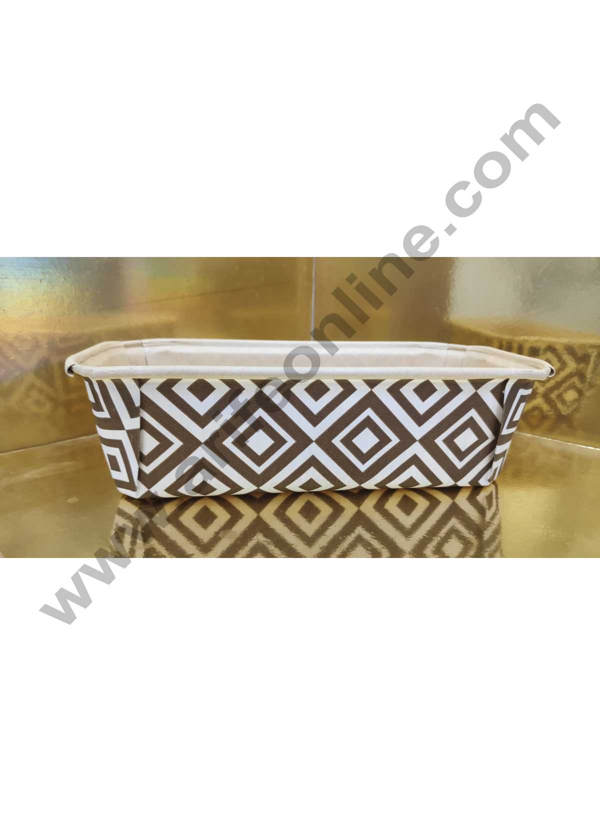 Novacart Bake &amp; Serve Paper Baking Mould By Cake Decor - Brown Square Desgin Plum Cake Mold 10 Pcs