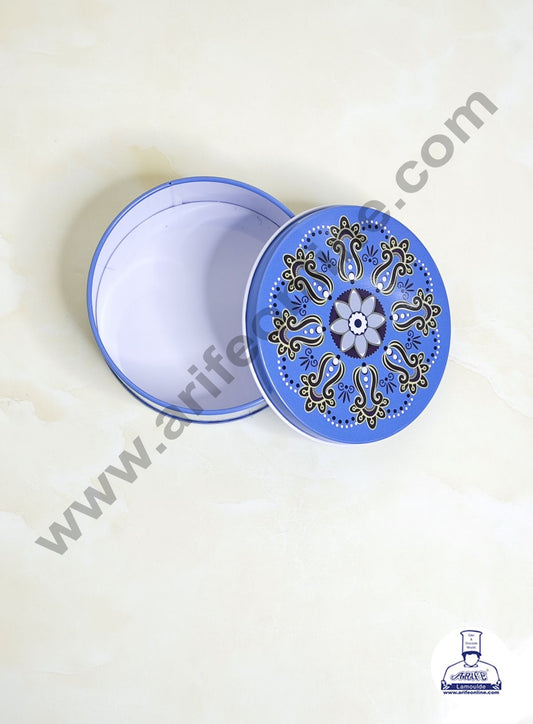 Printed Dream Tin (IMP) | Dream Cake Tin Torte cake Cookie Cake Tin - Blue Color - 11 cm X 5cm (MOQ 160 PCS PER CRTN)