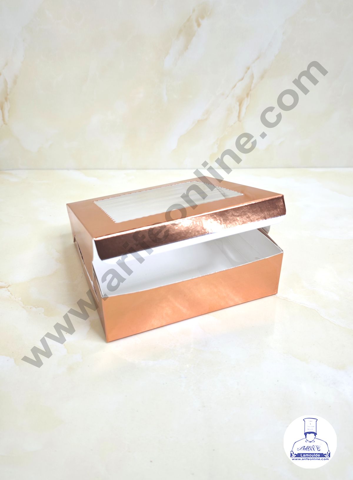 Rose Gold Brownie Boxes 4 Cavity with Clear Window, Brownie Carriers ( 10 Pcs Pack ) (MOQ 12 PACK)