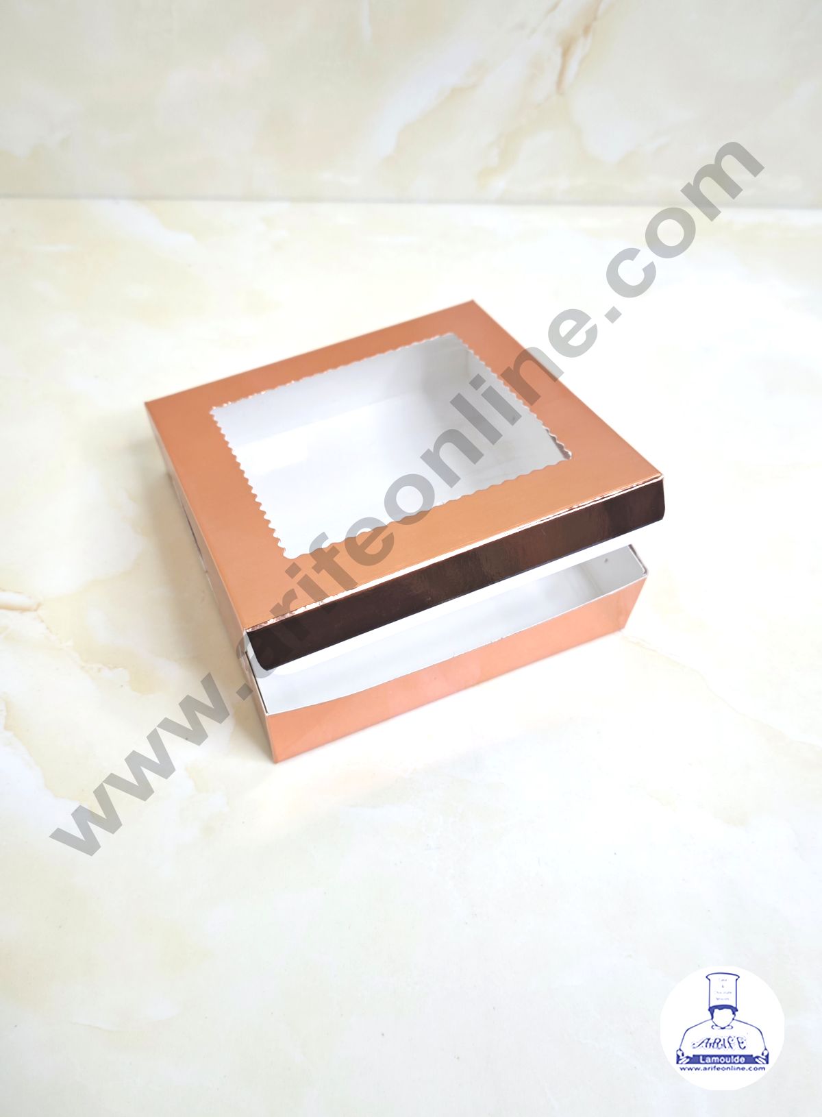Rose Gold Brownie Boxes 4 Cavity with Clear Window, Brownie Carriers ( 10 Pcs Pack ) (MOQ 12 PACK)