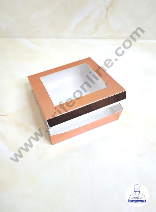 Rose Gold Brownie Boxes 4 Cavity with Clear Window, Brownie Carriers ( 10 Pcs Pack ) (MOQ 12 PACK)