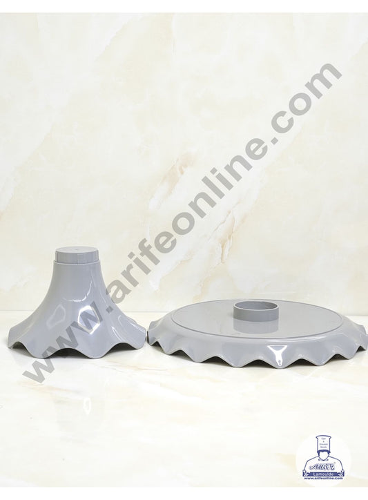 Small Detachable Plastic Cake Stand Wave Side | Cupcake Stand | Display Stand - Grey (MOQ 12 PCS)