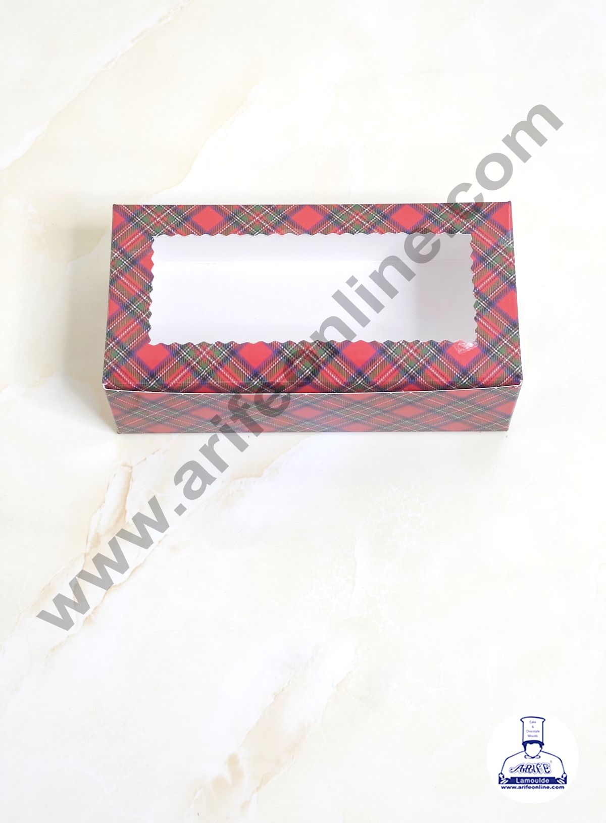 2 Cavity Brownie Boxes with Clear Window Christmas Theme - Red & Blue | Brownie Carriers - 10 Pcs Pack  (MOQ 12 PACK)