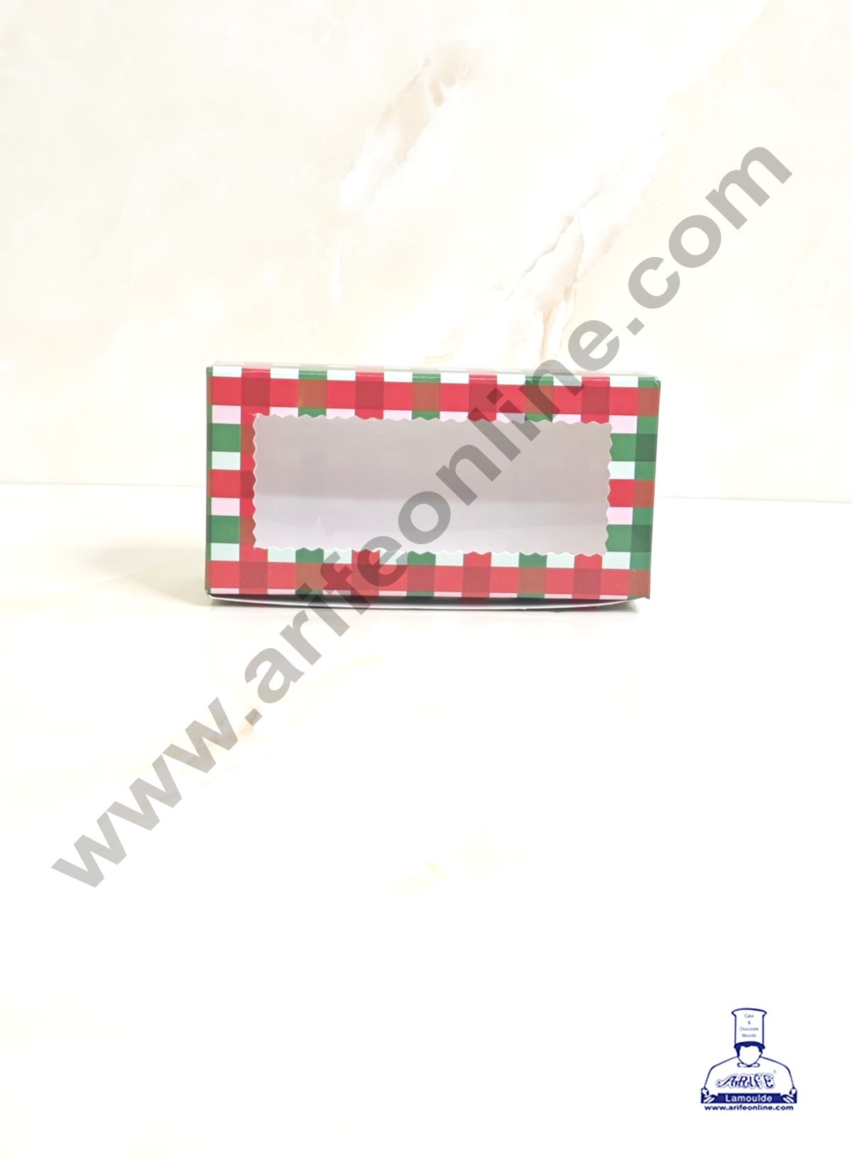2 Cavity Brownie Boxes with Clear Window Christmas Theme - Red & Green| Brownie Carriers - 10 Pcs Pack  (MOQ 12 PACK)