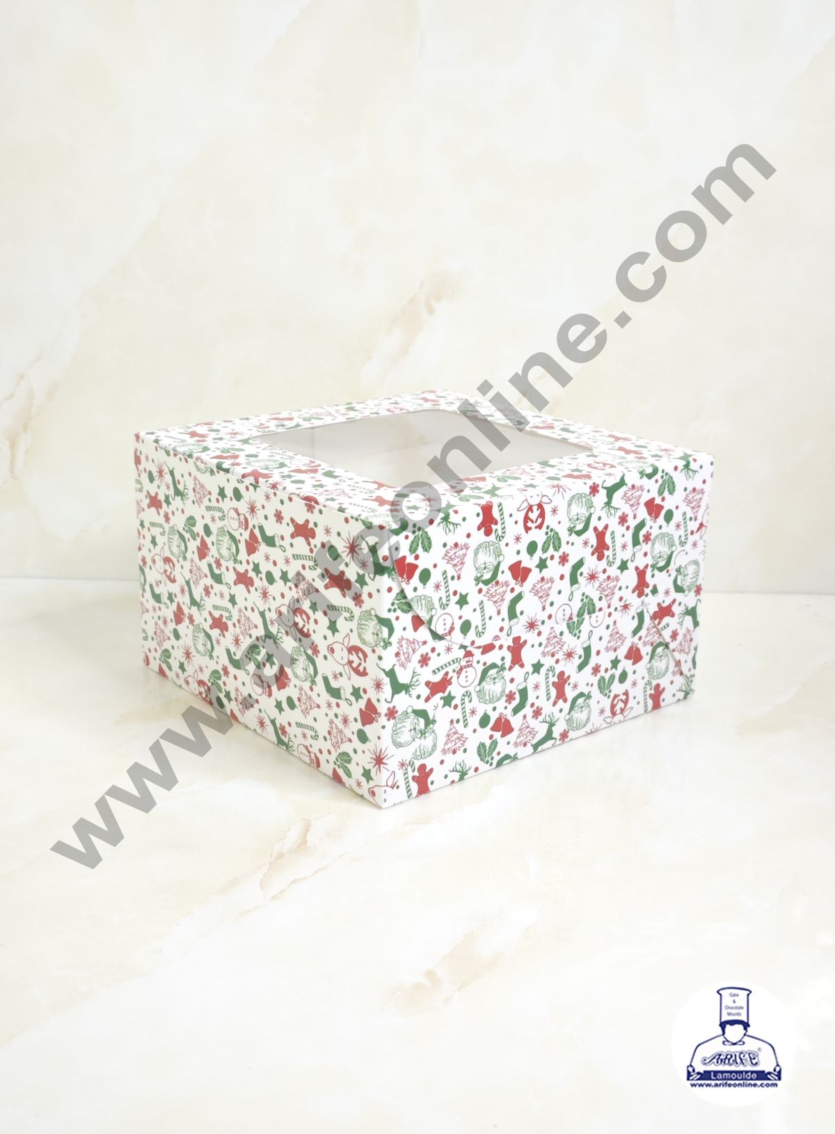 White Christmas design 1/2 kg Cake Box (8 x 8 x 5 inch) | Small | Print -01 | 10 Pcs Pack (MOQ 12 PACK)